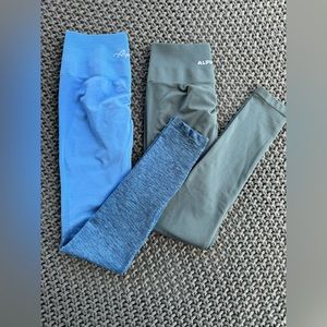 2 pairs Alphalete Moon Light  & Kahki Grey Amplify Leggings size small